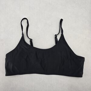 Black Padded Y2K Classic Pull On Swim Sports Bra Beach Bikini Top‎ M Medium